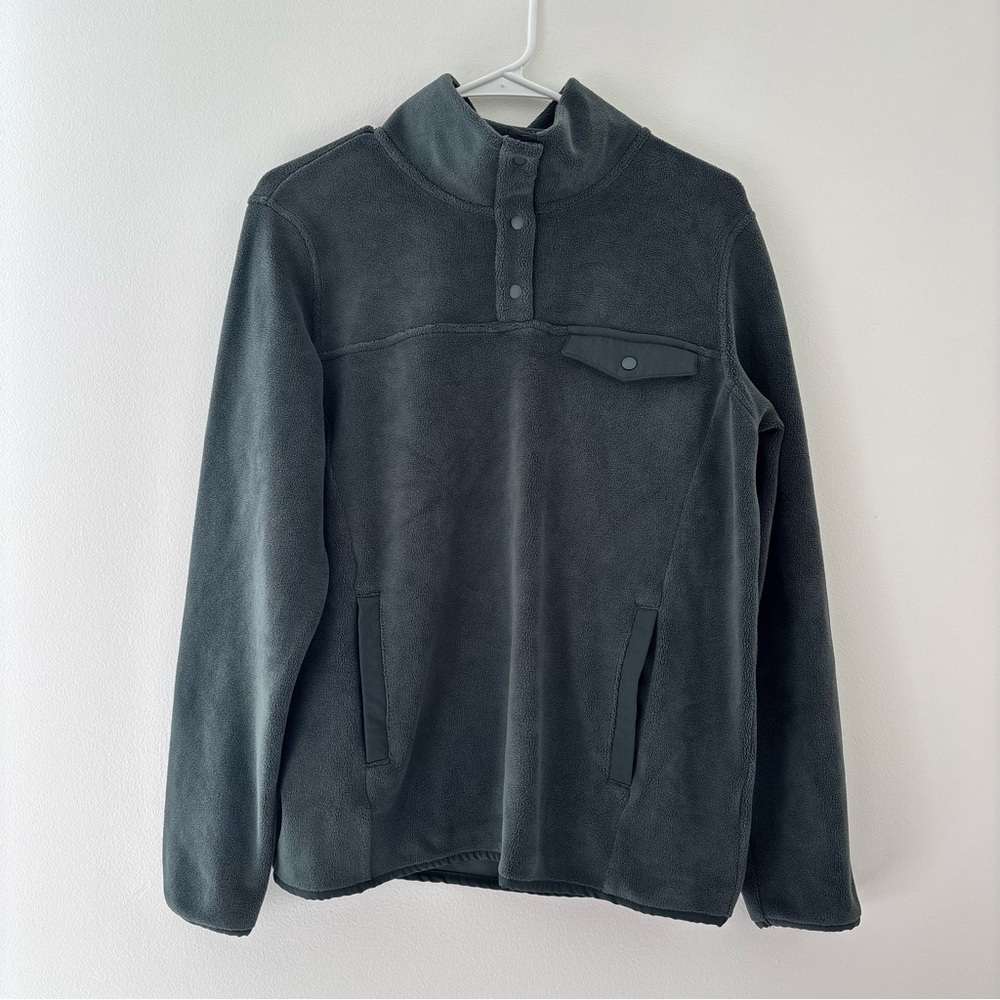Green Button Up Quarterzip Fleece